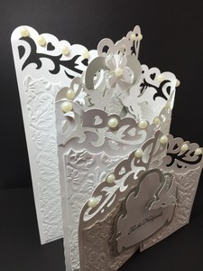 Cascade dove wedding card side view